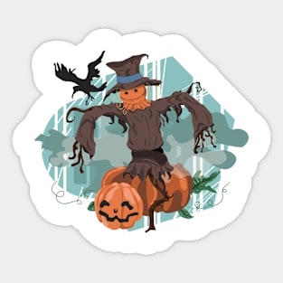 Pumpkin and scarecrow - Halloween design Sticker